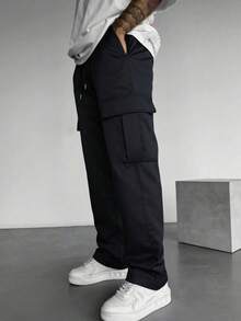 1pc Men's Multi-Pocket Solid Color Slim Fit Cargo Pants, Casual Commuting, Sports Training, Running, Outdoor, Loose Fit, Minimalist Fashion, Fitness, Jogging, Exercise, Straight Leg, Versatile, Street Style , Fall