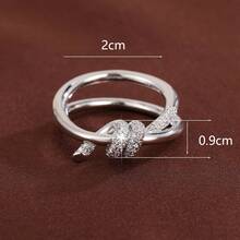 1pc Minimalist Twisted Rope Knot Design Artificial Zirconia Stone Women Ring - Multicolor - View 6