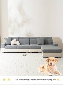 1 件毛绒提花防滑沙发座垫套，柔软亲肤，防宠物，弹性沙发套，适用于 L 型组合沙发和 1/2/3/4 座沙发，春季/秋季（单独出售） - 深灰色 - 查看 4