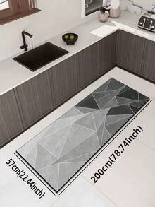 一塊具高端質感和簡單拼接圖案的矽膠泥廚房地墊，輕奢時尚風格，具有緩衝和減輕疲勞的作用。該墊吸水快干，防滑，由簡單矽膠泥和柔軟橡膠製成。適用於廚房、浴室、門廊、洗衣房等場所，可用於室內裝飾。