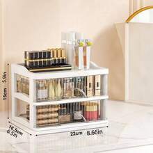 1pc Luxury Drawer Style Desktop Storage Cabinet, Multi-Layer Transparent Makeup Organizer Box, Vanity Table Storage Box - White - View 13