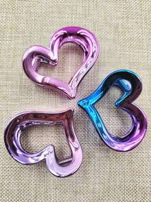 6pcs/4pcs/3pcs/2pcs/1pc New Metallic Dual-Tone Heart Shaped Hair Clips, Sweet Hairpin For Bun, Everyday Wear Cute Hair Accessories Winter Hair Clutch Elegant Claw Clips