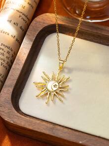 1 pieza Collar colgante de cereza de acero inoxidable dorado, estilo francés de hip-hop de moda, casual y minimalista, versátil, adecuado para uso diario, calle, San Valentín, fiesta, vacaciones