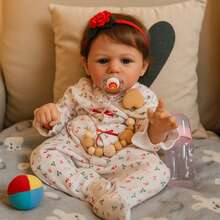 KIMERRY Reborn Baby Dolls Silicone Full Body Sunny - 22 Inch Cute Soft Realistic Baby Doll Poseable Smiling Real Life Baby Dolls With Complete Accessories For 3+ Years Old Gifts, Pretend Play - 白色 - 查看 3