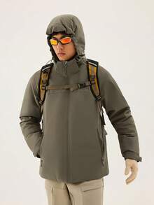 TECTOP Men's Outdoor Padded Coat, Autumn/Winter, Zipper Pockets, Waterproof, Windproof, Warm, Hooded, Soft & Comfortable