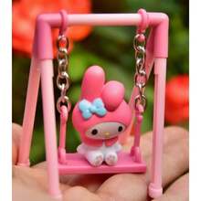 Sanrio Cartoon 4pcs Hello Kitty Cinnamoroll My Melody Pom Purin Swing Action Figures Gashapon Toys Decoration Ornament Kids Gifts