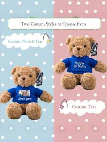 一只泰迪熊摆件，可定制文字和图片，趣味礼物，可作娃娃衣服、卧室装饰、圣诞礼物、生日装饰、个性化礼物，适合大学宿舍装饰、万圣节装饰、家居装饰、婚礼装饰、汽车装饰、洗礼、送给女性的礼物、圣诞装饰品、圣诞礼物。永恒的爱 - 彩色 - 查看 3