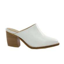 ARiderGirl Sissyy Women's Stacked Leather Heel Snake And Cow Print Pointed Toe Slip-On Western Mules - 白色 - 查看 10