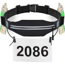 Sport Cinturón de Triatlón con Bolsa - Portador de Dorsal de Carrera con 6 Bucles para Gel, Ideal para Correr, Ciclismo y Maratón (Naranja) - A - Ver 10
