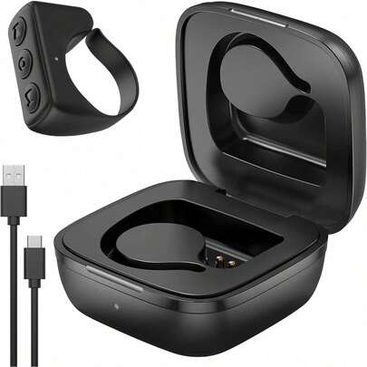 Fingerspitzen Seitenwender Bluetooth Fernbedienung Scrolling Ring Wiederaufladbare Wireless Kamera Fernauslöser Selfie Taste Controller mit Ladehülle  (Schwarz)