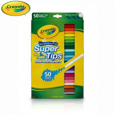  Crayola färgade markörer, blandade färger, 50 st, tvättbara målarboksmarkörer, tunn spets, kreativa och hantverksmaterial, perfekt för julklappar