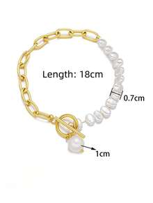 1 pieza Brazalete con colgante de cuentas con cierre de palanca, versátil para uso diario de mujeres, fiestas, accesorio de joyería resistente al agua, regalo para vacaciones