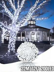 20/50/100/200 LED Solar Powered String Lights - 8 Modes, Solar Christmas Lights, IP65 Waterproof Fairy Lights, Suitable For Yard, Fence, Balcony, Party, Christmas Tree, Wedding, Garden Camping Decor, Perfect For Outdoor Christmas Garden Party (Warm White/White/Colorful/Purple) - Black - View 17