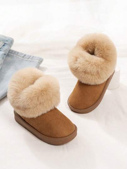 1 Pair Children's Thickened Fleece Casual Warm Boots, Suitable For Winter