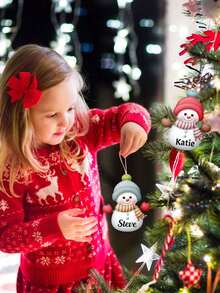 1/3/5 Pcs Personalized Acrylic Ornaments With Gold String, Custom Name Hanging Decor For Christmas Tree & Home, Ideal Festive Gifts For Family Friends Mom Dad Kids, Exquisite Customizable Ornaments For Holiday Party Decoration, High-Quality Acrylic Craft With Durable Gold Rope, Suitable For Christmas Halloween Thanksgiving Birthday Festival Decor, - Normal - View 2