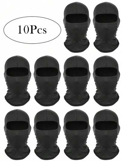 1/2/10pcs Unisex Solid Color Windproof Ski Mask, Balaclava Headwear Face Mask, Suitable For Daily Use, Outdoor Travel, Hiking, Skiing, Cycling