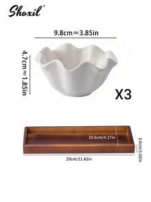 shoxil 1/2/4 件复古简约白色陶瓷荷叶形茶/甜点盘、托盘、坚果碗、坚果碗、甜点碗、调味碗、木托盘、托盘、服务托盘、适用于家庭、餐厅、庭院、甜品店、沙特阿拉伯国庆节 - 蓮花碗 - 查看 17