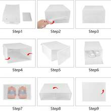 12pcs Shoe Storage Box Plastic Shoe Storage Box Transparent Shoe Drawer Stackable Folding Storage Box Small Stackable Plastic Shoe Box White - Variant1 - View 4