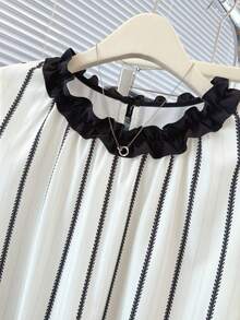 大码女式春季时尚休闲日常百搭印花撞色长袖衬衫，女士户外/旅行/度假装