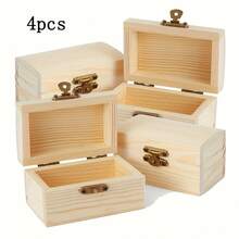 Natural Wooden Treasure Box With Safety Latch - Stackable, Suitable For DIY Crafts, Pirate Party Favors, Wedding Decorations, Gift Boxes - Customizable Paint, Stains, Varnish - Great For Scavenger Hunts And Themed Events, Treasure Chests, Themed Party Supplies, Classic Wooden Appearance, Stackable Storage, Sturdy Construction, Craft Supplies, Craft Enthusiasts