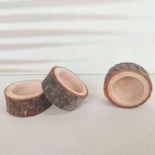 Suporte de Vela de Madeira com Casca, Suporte de Vela de Madeira Pequeno, Base Fixa de Vela para Uso Interno - Multicolorido - Visão 4