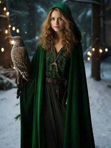 Capa de terciopelo de bruja para mujer, capa con capucha de Halloween, bata de fiesta de reina, adecuada para Halloween, bruja, diablo, vampiro, accesorios de disfraz medieval del Renacimiento