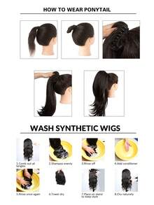 30cm Claw Clip Ponytail Extension Black Brown Golden Classic Loose Curly Wavy Clip In Hairtails Extensions Synthetic Fake Hairpieces For Women Daily Wear 1pc - Multicolor - View 10