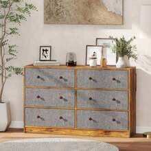 Chest Of Drawers, Dresser With 6 Fabric Drawers - And Rustic Brown - initial - View 9
