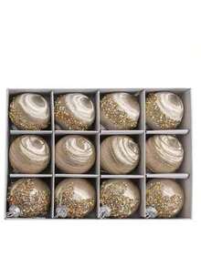 12 pièces - Boules de Noël en soie de 6 cm, décoration de pendentif pour sapin de Noël, boules de Noël de luxe rétro à suspendre, décoration de maison pour Noël, convient pour la décoration de Noël, mariage, fête (Champagne) Décorations de Noël, décoration de pièce, hiver