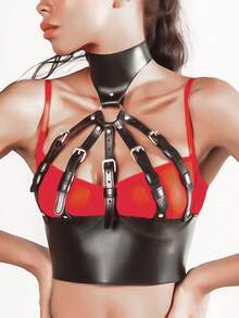 Leather Cage Bra  Bondage Harness Sexy Chest Leather Belt Valentine's Day Gift Ladies' Harness Leather