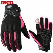 SUOMY Breathable Motorcycle Gloves Women Full Finger Racing Gloves Stylishly Decorated Antiskid Wearable Riding Gloves Black