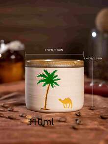 1pc Exquisite Desert Camel Pattern Ceramic Espresso Cup (Upgraded Enamel Version), Creative Middle Eastern Style Ceramic Gift, Suitable For Daily Use - Saudi National Day - Saudi National Day Supplies Distribution - Cup - Coffee Cup