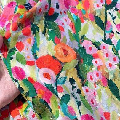 0.5m/1m/2m/3m Abstract Oil Painting Print Fabric, Lightweight & Breathable, Suitable For DIY Sewing, Garment Making, Home Decor, Handicraft, Multiple Sizes Available