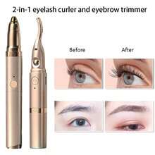 RAF 二合一电动睫毛夹、电动修眉器、无痛修眉器、眉毛修剪器、面部脱毛器、加热睫毛夹、女士睫毛夹、睫毛夹、电动加热睫毛夹，功率：2W，电池容量：140mAh，情人节、圣诞节礼物 - 彩色 - 查看 4