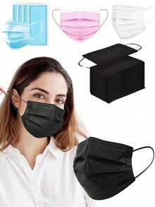 50pcs Disposable Face Masks,Available In A Variety Of Colors,Soft On Skin,3-Ply Facial Cover With Elastic Earloops - Perfect For Home,School,Office,Outdoors And Camping!