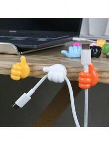 10pcs Thumb Hook Hub, Creative And Cute Data Cable Storage And Cable Organizer, Desktop Tidy-Up, Thumb Sticky Hook