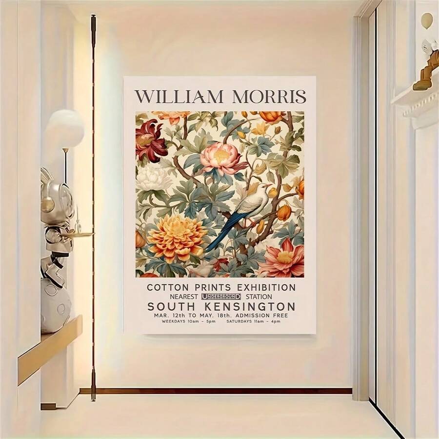 William Morris Inspired Modern Canvas Art Print, 31.5x47.2in - Frameless Wall Decor For Living Room & Bedroom