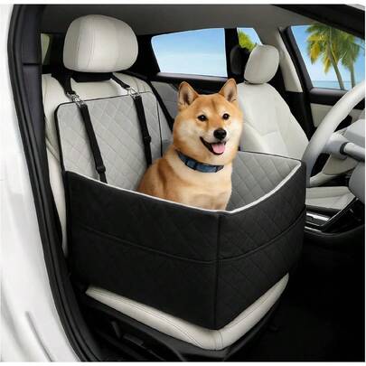Dog Car Seat Up To 35lbs With A Storage Pocket For 2 Small Dogs Fully Detachable And Washable Pet Car Seat Soft Fabic