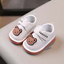 Baby Boy Girl First Walking Shoes Cute Bear Non-Slip Soft Sole Squeaky Shoes For Spring Fall - 白色 - 查看 2