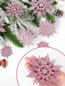 12 pièces - Boules de Noël roses, 60 mm/2,4 po Ornements d'arbre de Noël décoratifs en plastique incassable, assortiment de boules de Noël pour décorations de mariage, fête des mères, fête