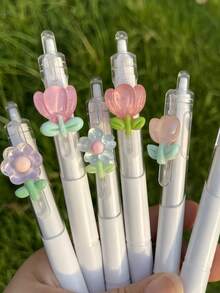 High Quality, Fresh, High-Grade, Ins Style Floral ST Pen, Neutral Pen, Limited Quality Push Pen, Student, Girl's Heart Gift Pendant.