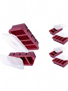 1 Cup Silicone Freezer Molds -  Perfect For Freezing Broth, Rice, Leftovers And More - Silicone Freezer Trays With Lids For Meal Prep - Aqua - 2-Pack - 蔓越莓 - 查看 4