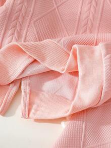 2 件女婴 3D 蝴蝶结针织卫衣和裤子套装，可爱又酷炫，适合外出玩耍