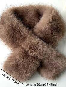 1 Stück Damen Herbst/Winter Faux Kaninchenfell umkehrbarer dicker und warmer Nackenwärmer Schal