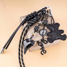 Keychains For Men And Women, Niche High-End Pu Leather Black Bear Love Keychain Pendant, Fashionable And Personalized Hand-Woven Rope Bag Pendant, Car Keychain Accessories, Couple Creative Gift Diy Jewelry Gift Bag Hanging - Multicolor - View 6
