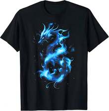 Blue Flames Dragon Fantasy Art Mythical Creature T-Shirt