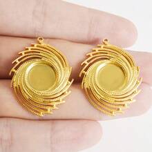 2 Stücke geometrische Cabochon Anhänger, rund/quadratisch/herzförmige 304 Edelstahl Leerrahmen, geeignet für Strass, Steine, Epoxidharz Schmuckherstellung, minimalistische High-Fashion Accessoires für Halskette, Schlüsselanhänger, Taschenkette, Ohrringe, Armband, 18K vergoldet PVD - Geometrie - Übersicht 5