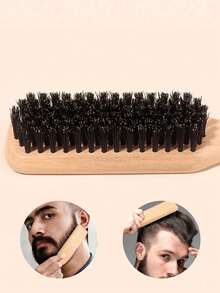 Unisex Boar Bristle Hair & Beard Brush, Fragrance-Free Professional Hairstyling Brush, Suitable For Thick/Thin Hair, Can Clean Ombre Hair And Clipper Cut, Create Smooth Hairstyles - Multicolor - View 6