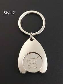 1pc Detachable Shopping Cart Keychain - Convenient Keyring, Portable Keychain, Supermarket Trolley Coin Holder, Suitable For Car, Backpack And Handbag - Perfect Gift For Birthday, Party And Holiday, Great Gift For Family, Friends Or Lover, Even Christmas Gift - Silver - View 3