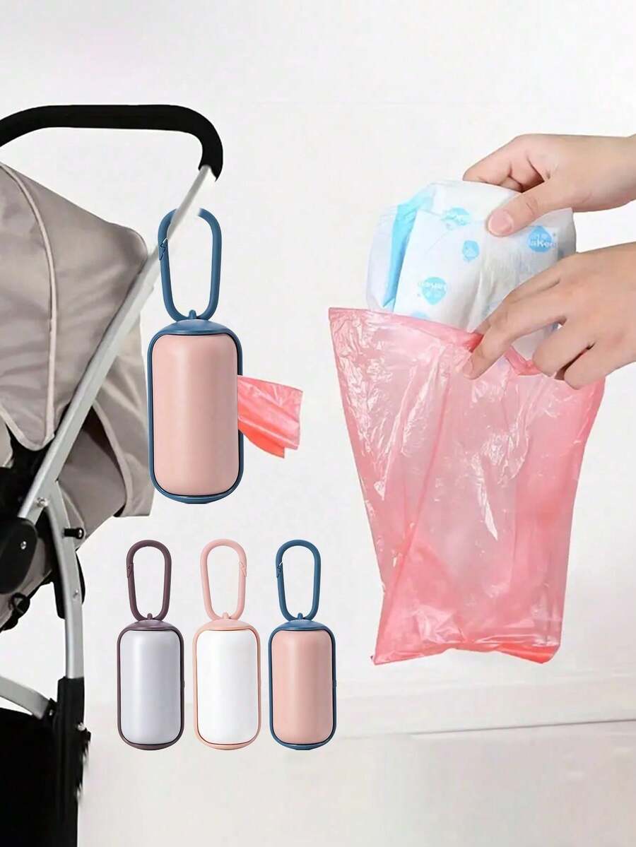 1 pieza Dispensador de bolsas de basura para pañales de bebé, organizador de pañales de viaje, soporte para bolsas de pañales desechables, incluye 1 rollo de bolsas de basura - Multicolor - Ver 1